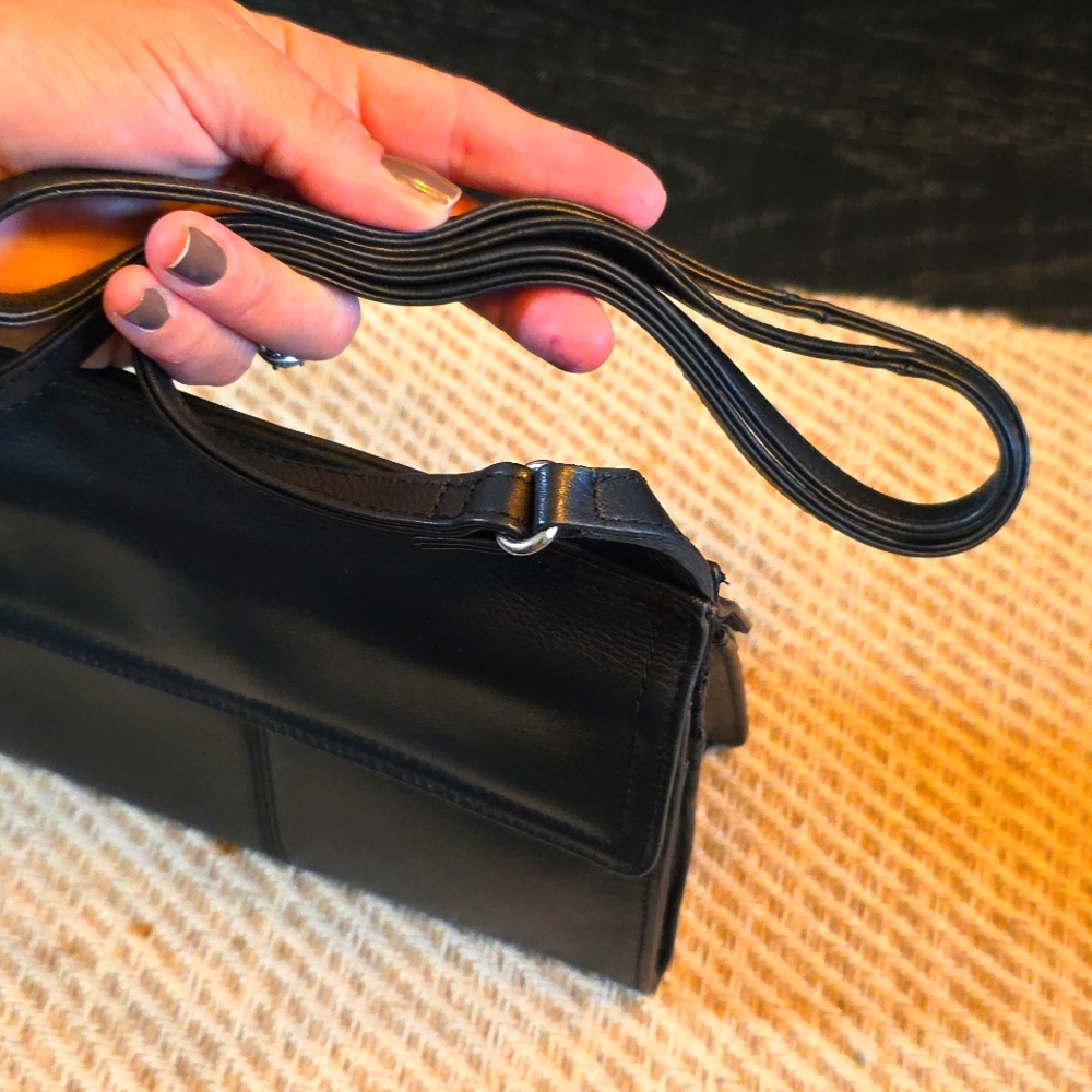 Fossil Vintage Midnight Black Leather Shoulder/crossbody Bag - Picture 7 of 12
